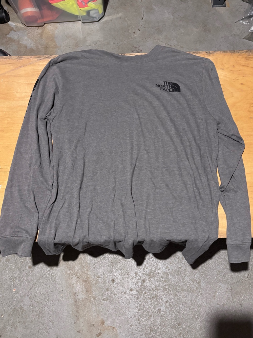 The North Face Men's Long-Sleeve Crewneck Shirt - Charcoal Gray with Black Logo